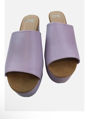 NWOT SO Lavender Open-Toe Slide Platform Mules